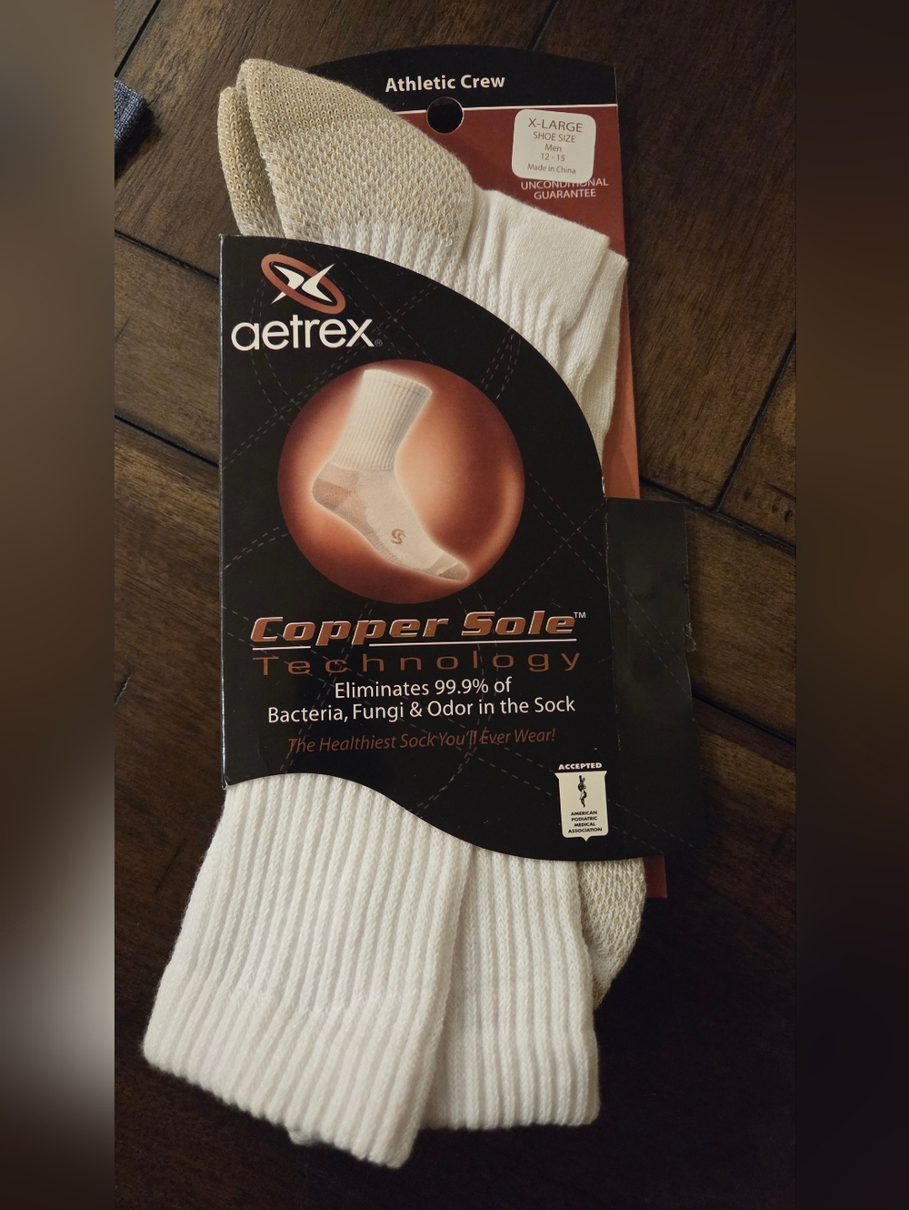 AETREX COPPER SOLE-Athletic Crew Socks - White - Men's XL - 12 13 14 15